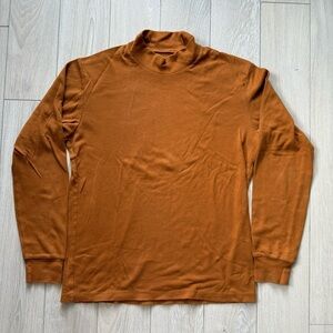 Uniqlo Men's Mockneck Cotton Blend Long Sleeve Shirt in Mustard Size Small